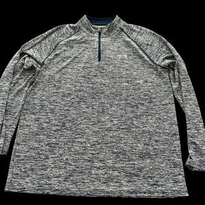 Under Armour Mens Large Loose Fit Quarter Zip Pullover Shirt Blue Heat Gear